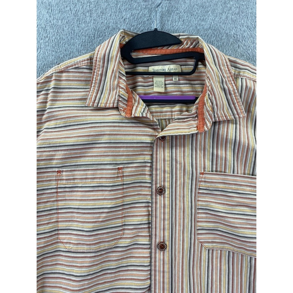 Territory Ahead Shirt Men's 2XL Pocket Cotton Multicolor Striped Retro